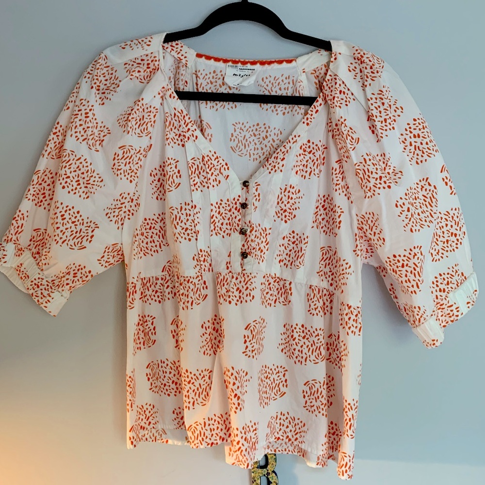 Anthropologie | Mōglea Button Front Cotton Peplum Blouse